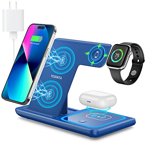 YOXINTA Blue Multi-Device Wireless Charger for iPhone, Apple Watch, AirPods