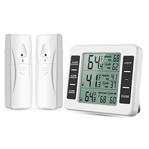 Wireless Digital Fridge Freezer Thermometer with Audible Alarm