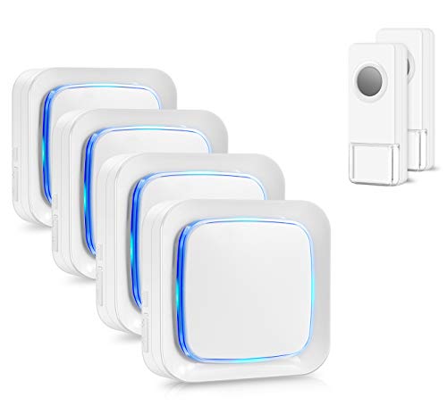Coolqiya Wireless Doorbell Kit: 2 Waterproof Transmitters, 4 Receiver Chimes