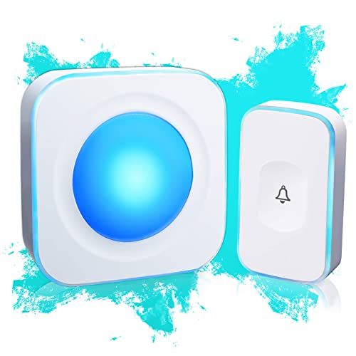 Wireless doorbell Touch push button Operating at 1000 feet with 36 Melodies, 4 Volume levels, Flash LED Light, Doorbell Waterproof for Home, Office (1 Receiver&1 Touch Button, White)