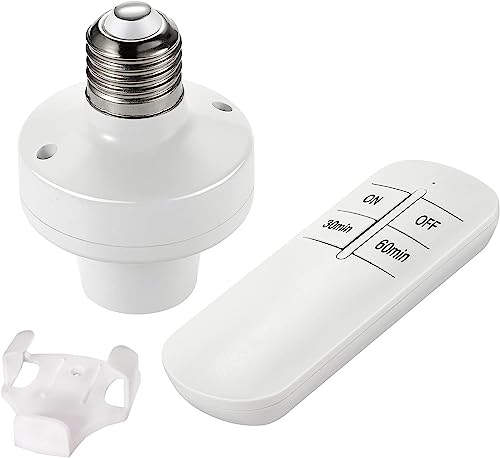 Suraielec Remote Control Light Bulb Socket, Wall Mount Switch, E26 E27 Lamp  Socket, No Wiring, 100FT Range, Wireless Light Switch for Lamps, Pull