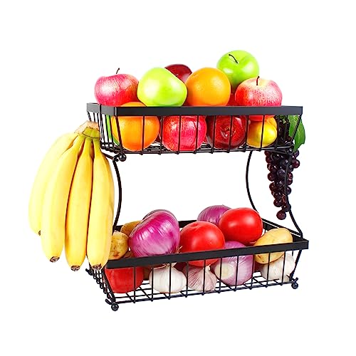 WishDirect 2-Tier Fruit Basket with Banana Hanger