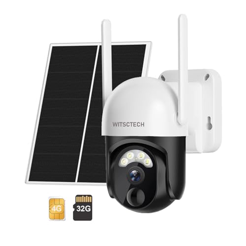 WITSECTECH 4G LTE Cellular Solar Security Camera Outdoor Wireless with SD&SIM Card