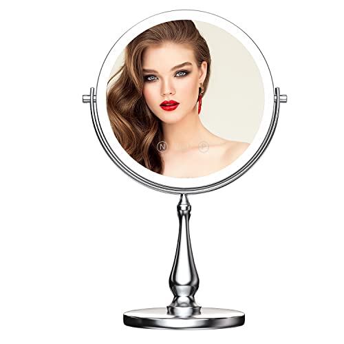 WIZCHARK 9 Large Makeup Mirror with 10X Magnification & Dimmable Lighting