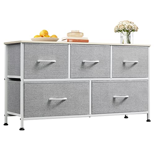 WLIVE 5-Drawer Dresser with Fabric Bins