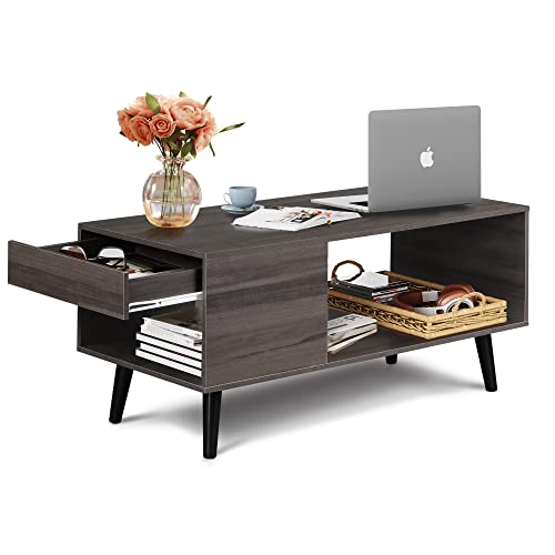 WLIVE Mid-Century Modern Coffee Table with Storage