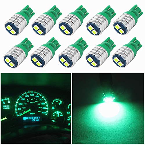 WLJH T10 LED Bulbs for Car Interior Lights Green (10 Pack)