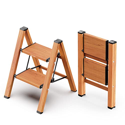 Portable Lightweight Folding 2-Step Ladder with Anti-Slip Widen Pedals