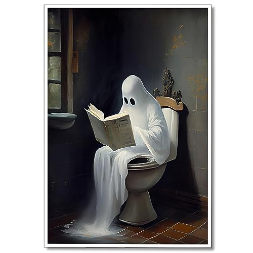 Wodkodnxy Vintage Cute Ghost Bathroom Wall Art
