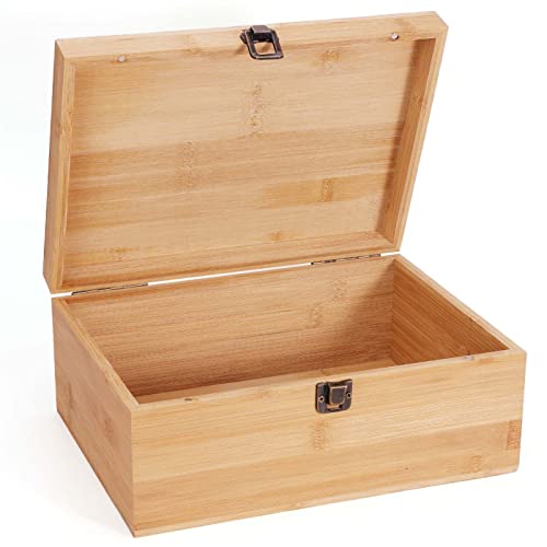 Woiworco Large Bamboo Wooden Storage Box for DIY Crafts and Home Organization