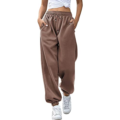 Women's Baggy Pink Sweatpants with Pockets