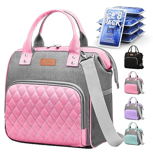Women's Insulated Lunch Bag with Adjustable Strap and Side Pockets