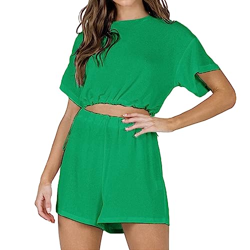 Women's Solid Color Drawstring Two Piece Sets