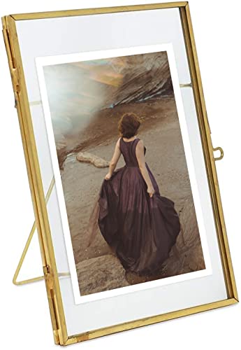 WONTHAI Gold Picture Frame - 4x6 Antique Brass Postcard Frame