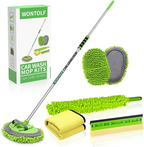  anngrowy 62 Microfiber Car Wash Brush Mop Kit Mitt