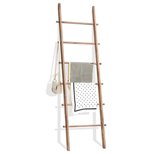 Wood Blanket Ladder Living Room Decorative Wall Leaning Farmhouse Quilt Display Holder Storage Rustic Wooden Towel Rack