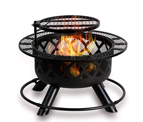 Wood Burning Fire Pit with Removable Cooking Grill - BALI OUTDOORS