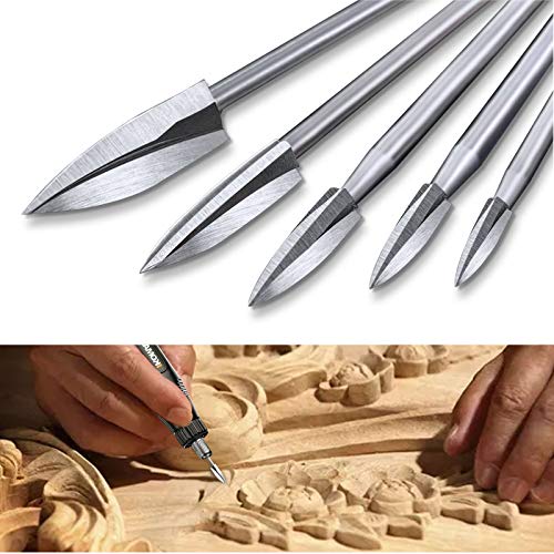 5PCS Wood Carving Engraving Drill Accessories for Rotary Tools" by YURINWOO
