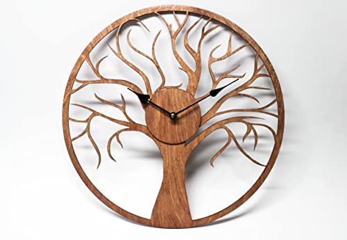 Wood Clock 15.7" - Unique Wall Clock with Tree of Life Design