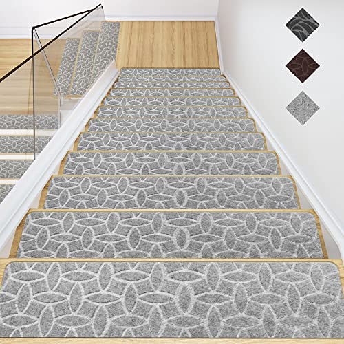 Wood Stair Treads Carpet Peel and Stick - 15 Pack Stair Runner Strip Pads