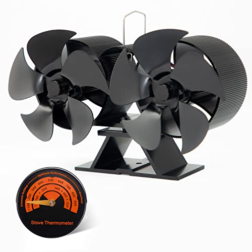 Wood Stove Fan, Heat Powered Stove Fan, Dual Motor Thermal Fan