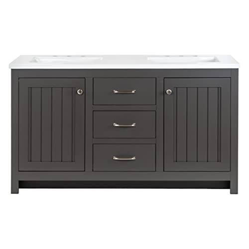 Woodcrafters Home Products Rhiya Double Sink Bathroom Vanity, 61x22, Shale Gray