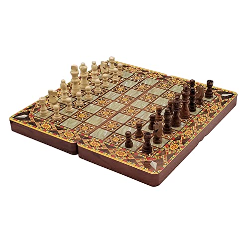 Wooden 3-in-1 Travel Chess Set