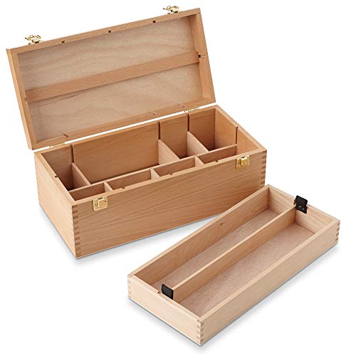 VISWIN Multi-Function Artist Storage Box, Portable Solid Beech Wooden Tool  Box with Drawer, Three Layers Art Supplies Storage Box for Paint Brush