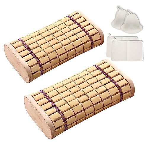 Wooden & Bamboo Sauna Pillow with Sauna Accessories (2 Packs)