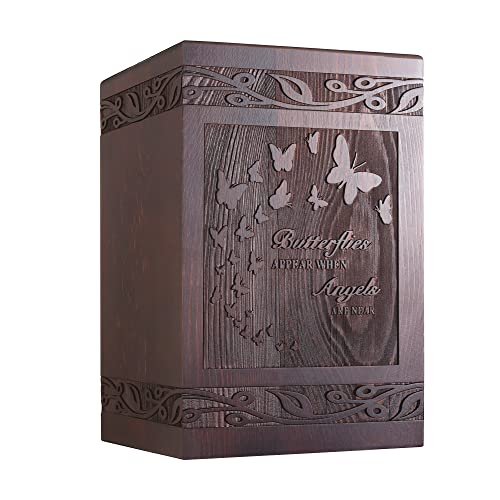 Wooden Carved Butterfly Cremation Urns for Human Ashes