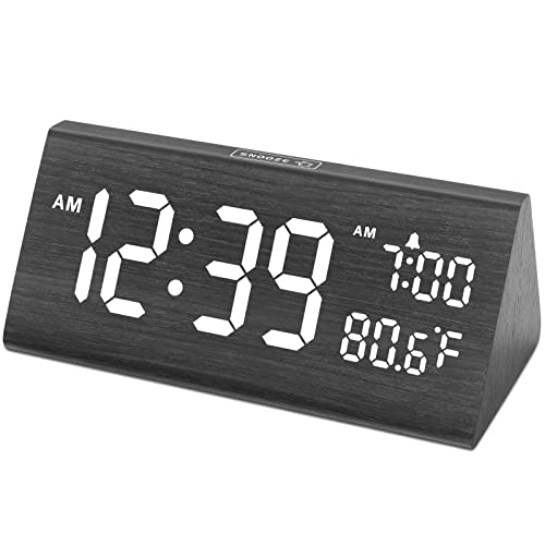 Wooden Digital Alarm Clock with USB Ports