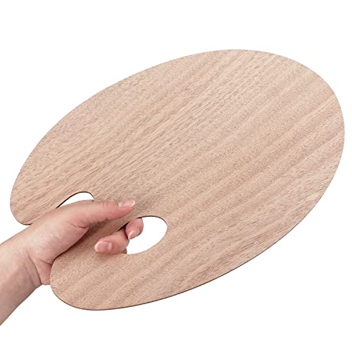 11.8*9.2 Extra Large Wooden Oval-Shaped Artist Painting Palette, Paint Mix  Tray 