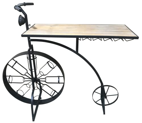 Wooden Tabletop Metal Bicycle Shaped Wine Rack