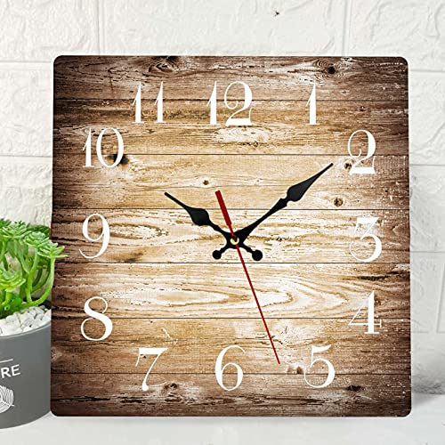 Vintage Brown Wooden Wall Clock for Home and Office Decor (12 Inch)