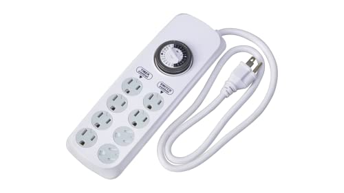 Woods 8-Outlet Power Strip with Timer, 8 Grounded Outlets