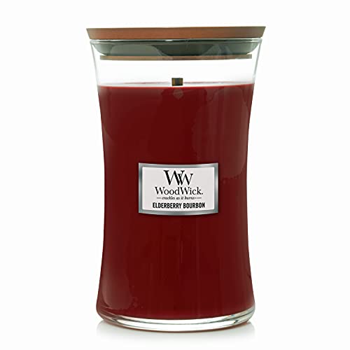 WoodWick Large Hourglass Candle, Elderberry Bourbon, 21.5 oz.