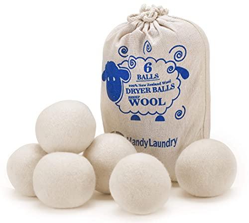 Plant Therapy Wool Dryer Balls 6-Pack 100% New Zealand Wool, Extra Large, Eco-Friendly, Reusable Natural Fabric Softener, All Natural & Chemical Free