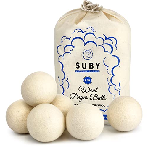 Natural Fabric Softener Wool Balls for Dryer - Pack of 6