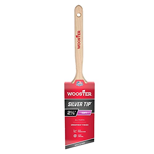 White and Silver 2.5-Inch Tip Angle Sash Paintbrush by Wooster