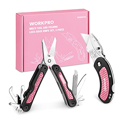 WORKPRO Pink Utility Knife & Multi Tool Set