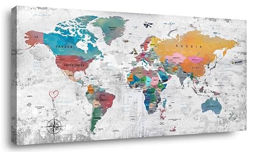 World Map Canvas Wall Art