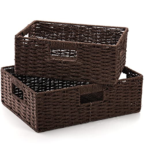 Woven Shelf Basket Closet Storage Baskets with Handle