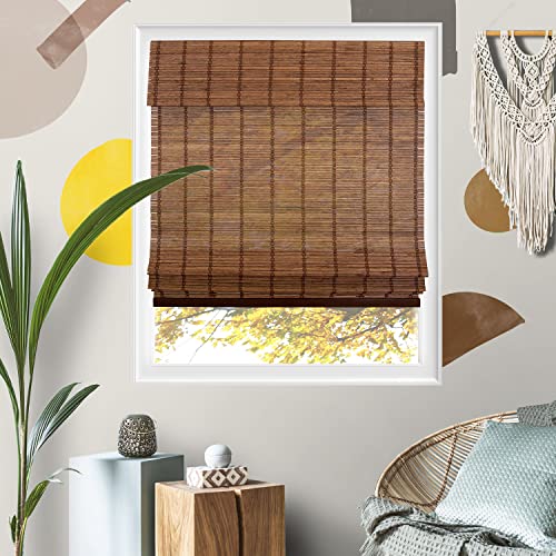 Woven Wooden Cordless Bamboo Roman Shades, Light Filtering Window Treatment