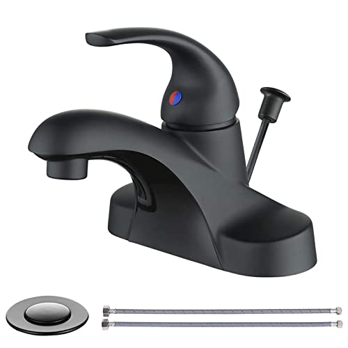 Matte Black One-Handle Bathroom Faucet by WOWOW