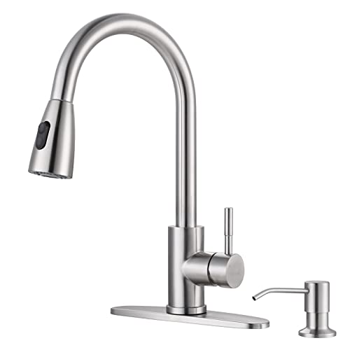 WOWOW Stainless Steel Kitchen Faucet with Soap Dispenser
