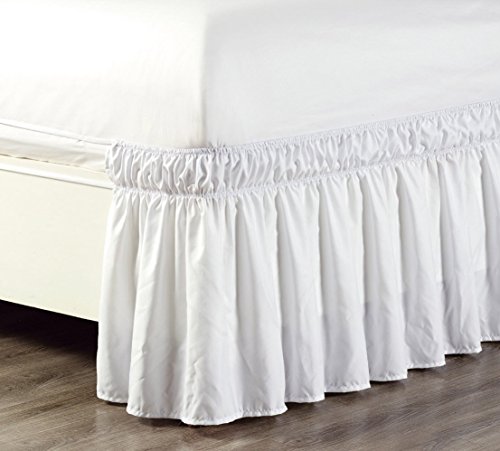 Wrap Around 21" inch Long Fall White Ruffled Bed Skirt