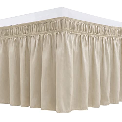 Queen Bed 15" Dust Ruffle, Light Camel Elastic Skirt
