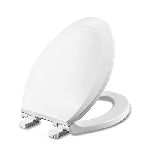 WSSROGY Quiet Close Elongated Toilet Seat with Lid, White