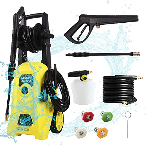 Electric High Pressure Washer 2030 PSI for Cars, Fences, Driveways - Yellow