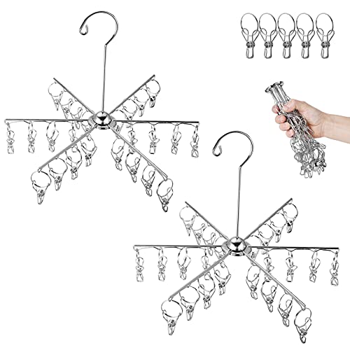 WYCQKL Laundry Drying Rack - 2 Pack, 24 Clips Clothes Hangers
